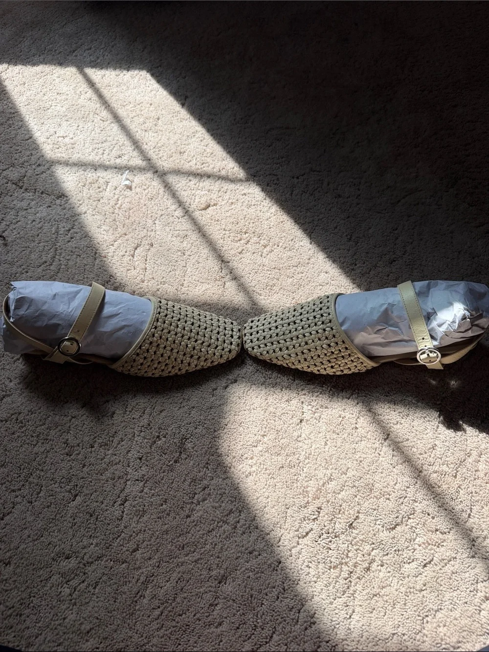 Anthropologie leather woven flats